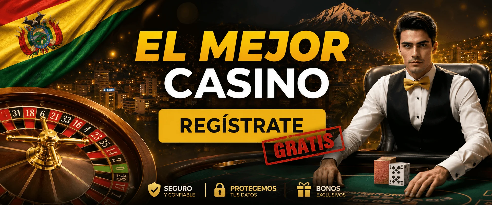 Banner de registro para casino online en Bolivia